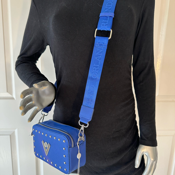 VALENTINO ORLANDI | Blue Studded Crossbody Camera Bag NWT - Picture 4 of 6